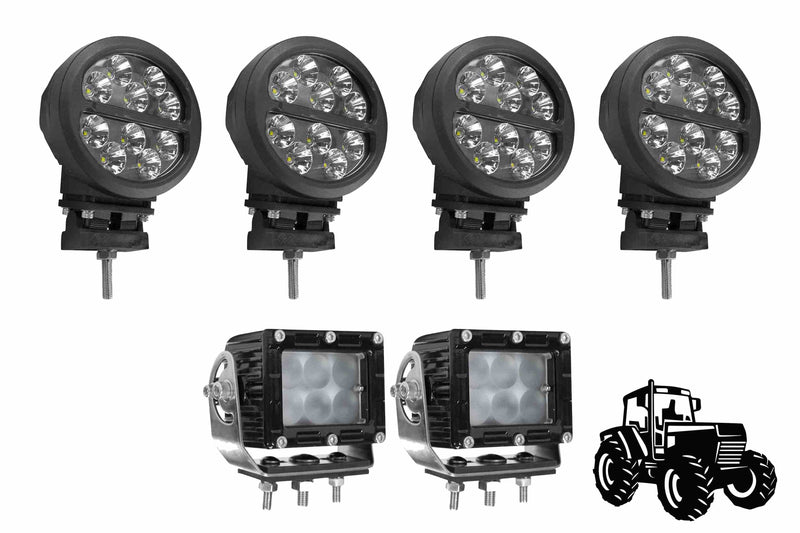 Larson LED Cab Light Upgrade Kit for John Deere 7810 Tractors - (4) LEDLB-10R-CPR - (2) LEDEQ-3X2-CPR