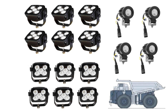 Larson LED Light Package for the Komatsu MT3700AC Dump truck - LED Retrofit/Fitout  (12) LEDP10W-50E (4) L
