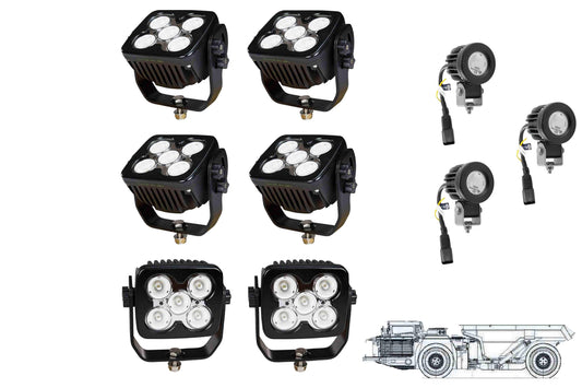 Larson LED Light Package for Sandvik 40D Dump Truck- LED Retrofit/Fitout  (6) LEDP10W-50E (3) LEDP10W-1R-F