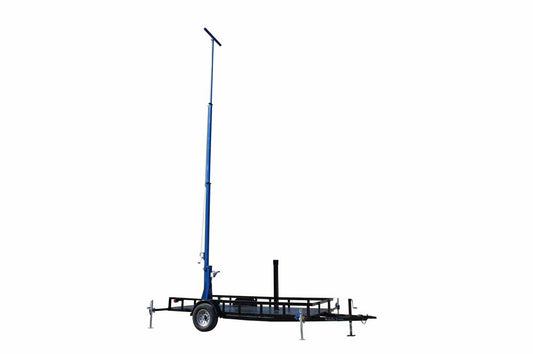 3 Stage Light Mast on 8' Single Axle Trailer w/ Wheels - Extends up to 12' - 400 lb Capacity