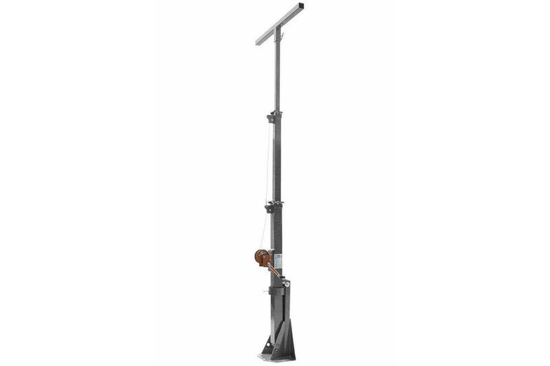 15' 4-Stage Telescoping Mini Light Mast - 5' to 15' Boom - 12" x 12" Mounting Platform - Grey Finish
