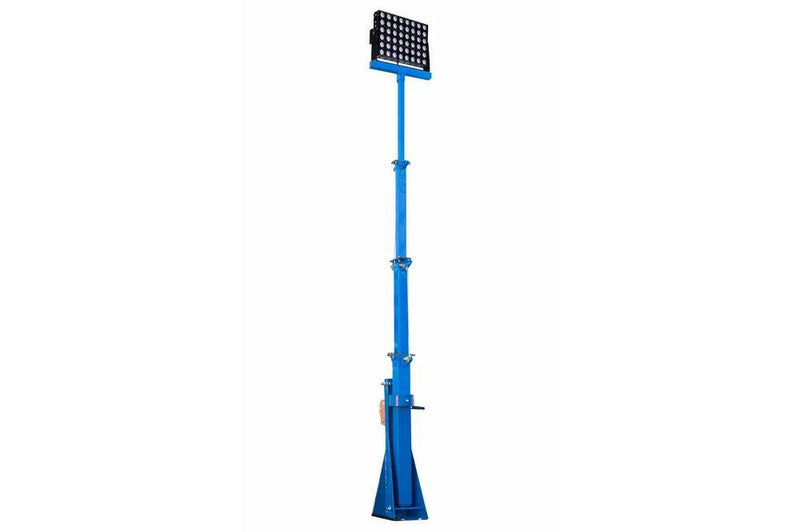 15' Four Stage Telescoping Mini Light Mast w/ 480 Watt LED Light - 5' to 15' Light Boom - Stationary