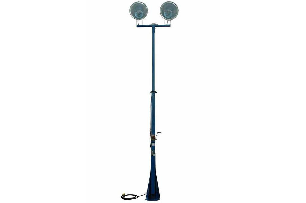 6000 Watt Extendible Light Mast - Stationary Crank Up Light Tower - 16 Feet - Four 1500W Light Heads