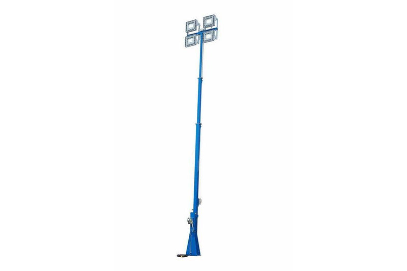 600 Watt 20 Foot Telescoping Light Mast - Four 150 Watt LED Lights - 12' to 20' - Metal Clad Cable