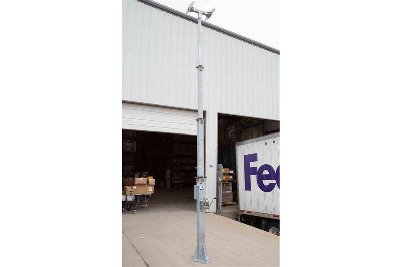 4-Stage Light Mast - 7-18' - Cord Reel Mounting Plate - Electric Winch - Wide Foundation w/ T-Head
