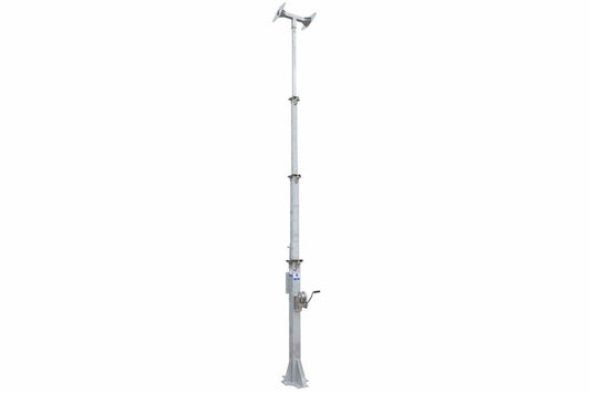 4-Stage Light Mast - 7-18 Feet - Cord Reel Mounting Plate - Wide Foundation w/ T-Head Mast Plate