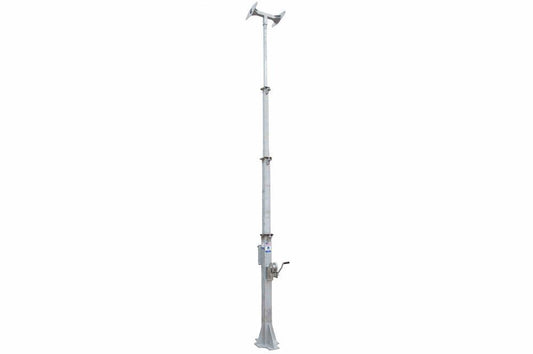 7-18' 4-Stage Light Mast - Cord Reel Mounting Plate - Wide Foundation w/ T-Head Mast Plate