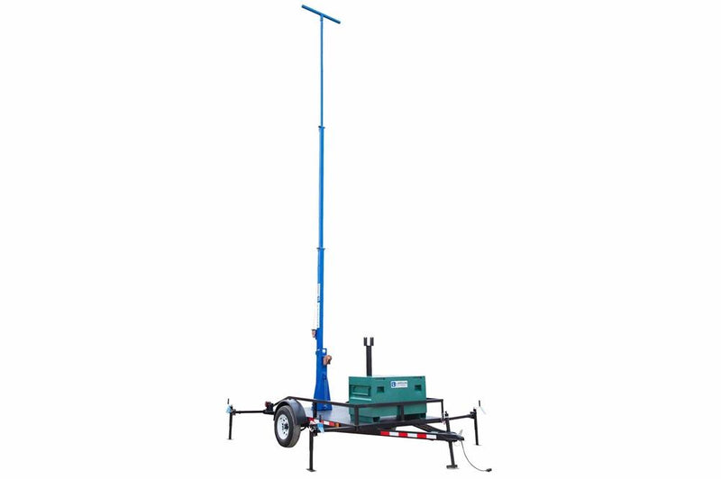 Portable Light Tower on 10' Single Axle Trailer - 9' to 20' Mast - (2) 12V 8D 250aH Batteries