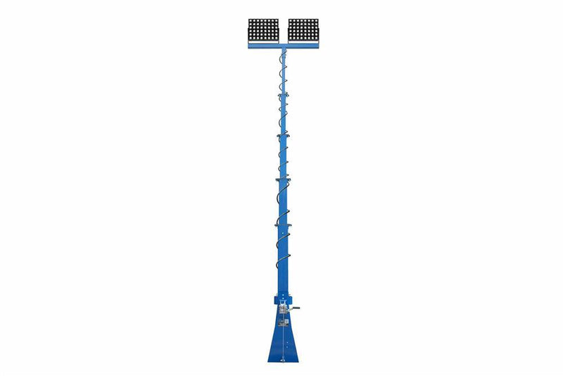 20' Five Stage Fixed Mount LED Light Mast - 6.5' to 20' - (2) 480W LED Fixtures - 3/4" Coiled Cord