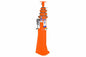 20 Foot Five Stage Fixed Mount Light Mast - 6.5-20' - 8" x 7" Top Plate - Cable Guides - Electric Winch - Orange Powder Coat Finish