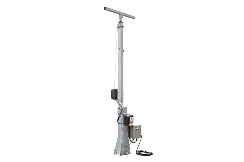 20 Foot Telescoping Light Mast - 12-20' Fold Over Light Tower - Electric Operation - 360Ã‚Â° Rotation - (5) 3/4" NPT Hubs on Job Box