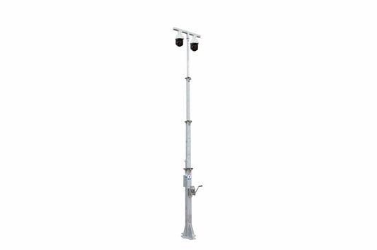 24' Outdoor Security Mast - 120V EW w/ Remote Control Box, Fixed Mount - (2) Cameras, CAT5e Cable