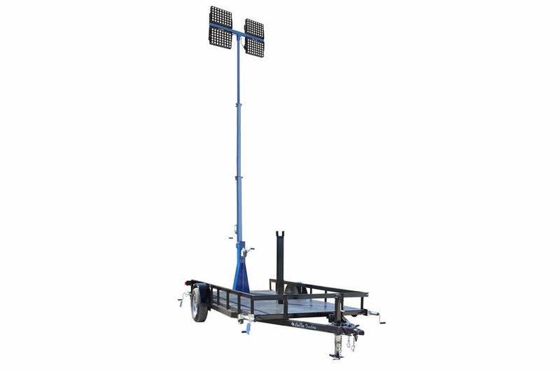 1200W LED 3-Stage Light Tower - 12' to 25' Mast - 150,000 Lumens - 10' Trailer - 120V AC