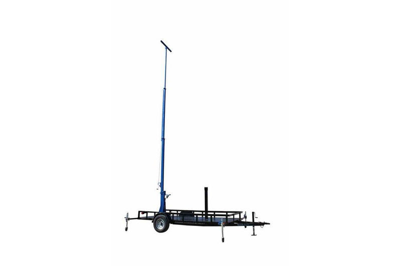 30' Three Stage Light Mast on 10' Single Axle Trailer - 12' to 30' - 4-Corner Pickeyes