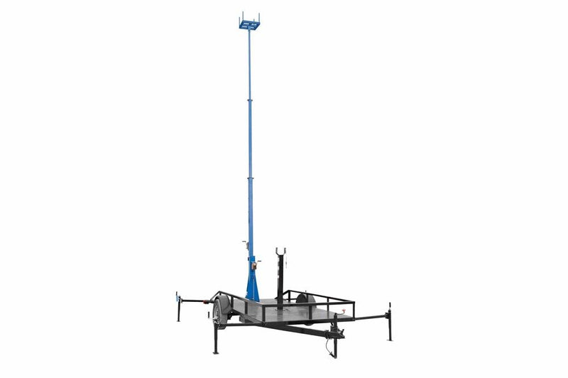 Mobile Communication Tower w/ Trailer - 12' to 30' - Quad Mount Top - Cell on Wheels - Withstands 110 MPH Winds at Full Extension