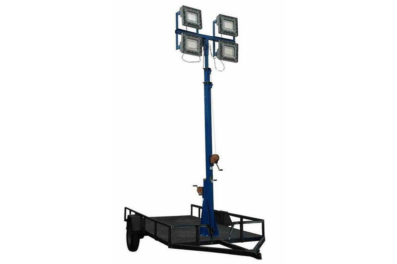 600 Watt Three Stage Light Mast on 14 Foot Single Axle Trailer - Extends up to 30 Feet - (4) Lights