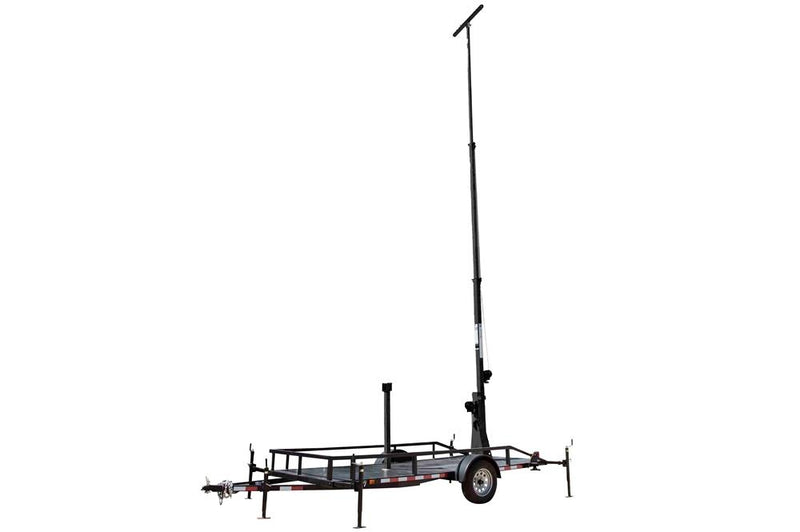 Three Stage Light Mast - Trailer Mounted - Extends up to 30' - Mount Light Fixtures - Black