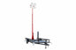4000W 3-Stage Light Mast on 14' Single Axle Trailer - 220V, (4) 1000W MH - 30' Mast - Red - 50' Cord