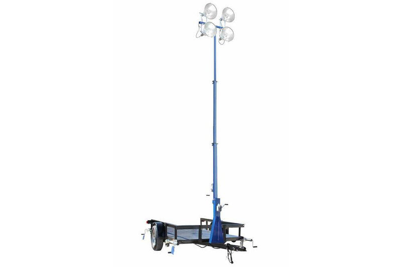 4000W 3-Stage Light Mast on 6' Single Axle Trailer - (4) 1000W Metal Halides - Extends up to 30'