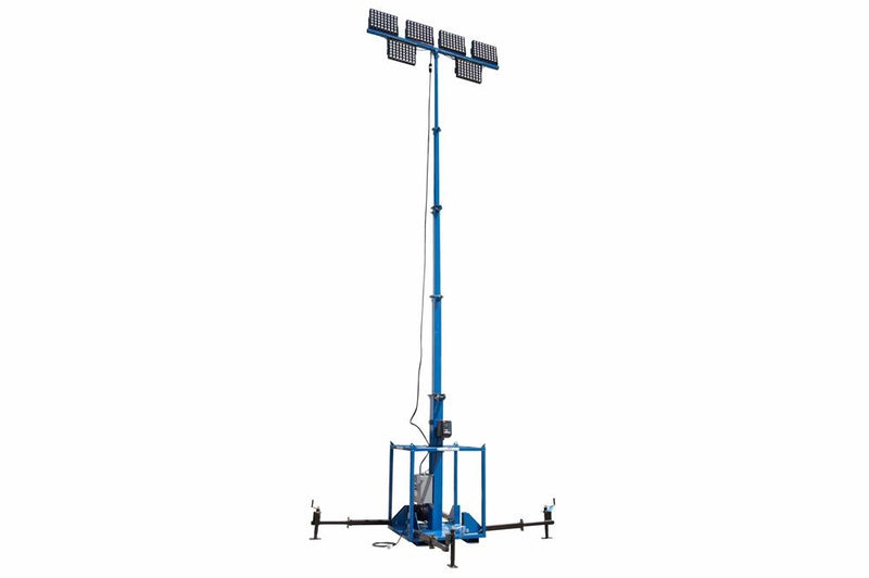 2880 Watt High Intensity LED Light Plant - Skid Mount Five Stage Mast - Manual Winch - Extends up to 30ft