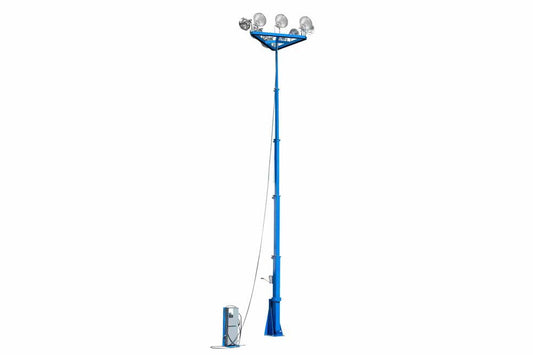 18kW Five-Stage Telescoping Light Mast - 8.75' to 30' - Triangle Mast Head - Remote Ballasts N3R
