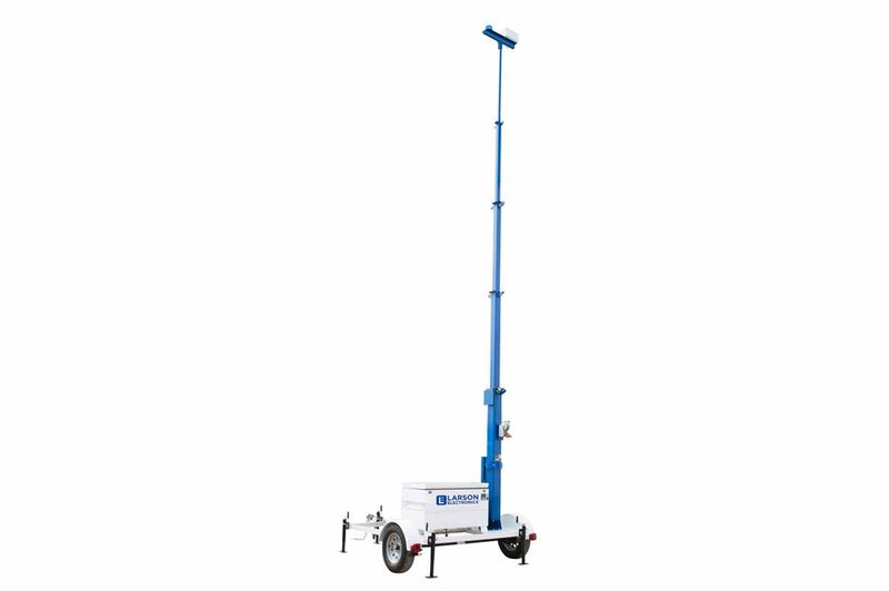 Portable 5-Stage Tower w/ LED Strobe Light - 30' Mast, 10' Trailer - Junction Box