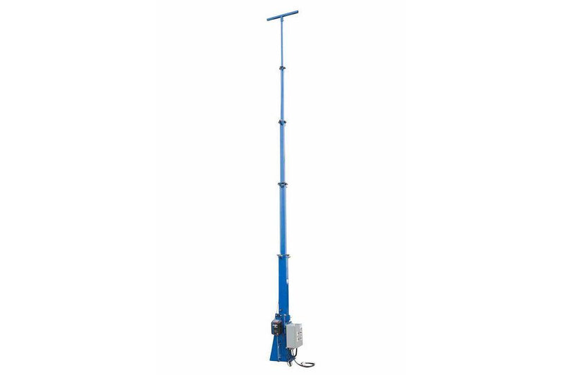 30 Foot Five Stage Light Mast - Collapses to 8.75 Feet - Electric Winch - 150lb Payload Capacity
