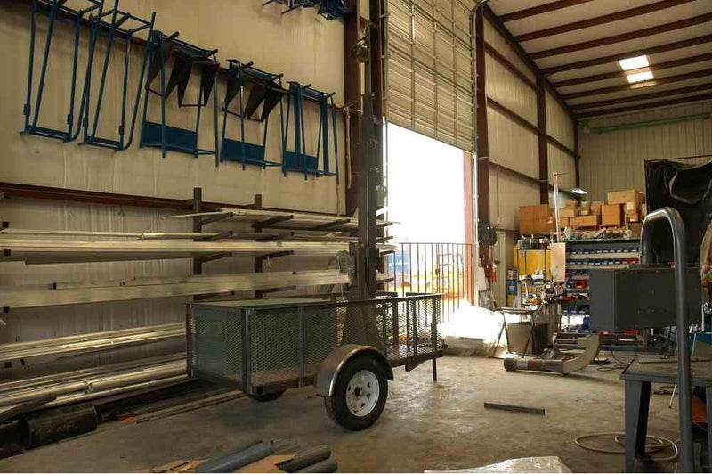 5-Stage Light Mast on 8' Single Axle Trailer - Multi-Level Fixture Mounting - Adjustable 9-30'