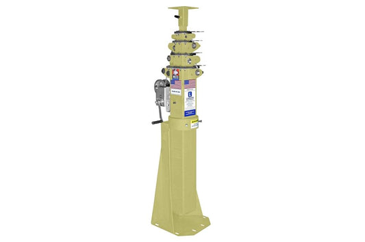 11 Foot Five Stage Fixed Mount Light Mast - 5'-11' - 8" x 7" Top Plate - Cable Guides - Desert Tan