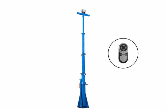 40' Outdoor LED Light Mast - 120-277V AC to 12V - (1) Remote Control LED Light - 50' 16/3 SOOW Cord