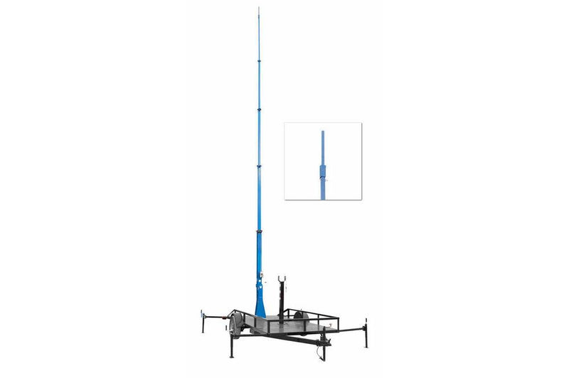 Mobile Communication Tower w/ Trailer - 13.5' to 50' - Antenna Mount Pole - Cell on Wheels