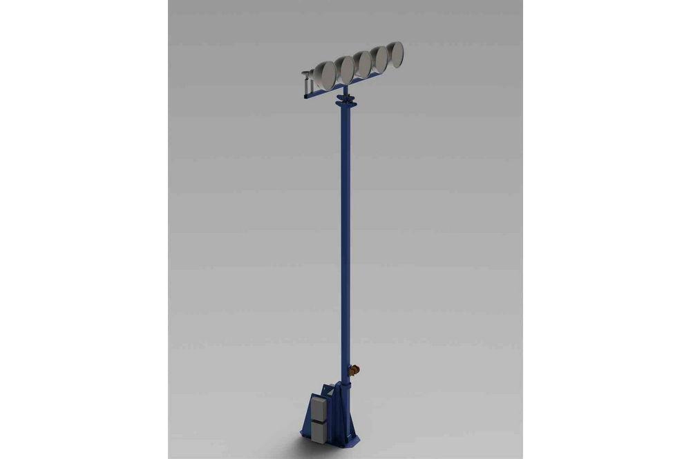 Telescoping Light Mast - 25-60' Fold Over Three Stage Light Tower - (5) 1000W Metal Halide Fixtures