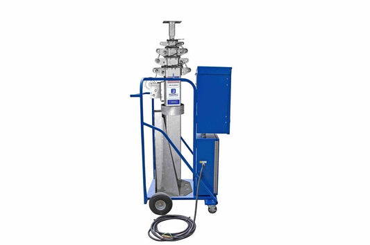 20 Foot 5-Stage Fixed Mount Light Mast w/ Steel Dolly Cart - 6.5-20' - 8" x 7" Top Plate - Cable Guides