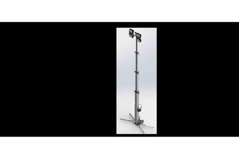 400W Portable LED Dolly Cart Quadpod Light Tower - 7.25' to 22' - Removable Light Head - Auto Brake