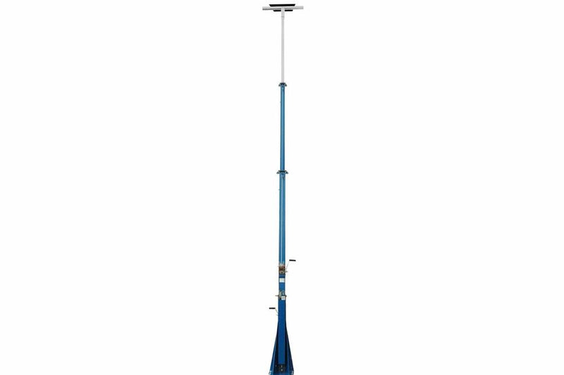 25 Foot Telescoping Light Mast - 12-25' Fold Over Three Stage Light Tower - 360Â° Rotating Boom - Fiberglass Top - 18" Diameter Top Mounting Plate