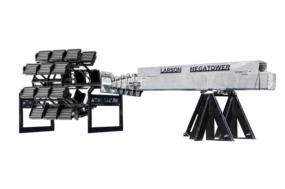 65' Fold-Over Light Mast - (20) 500W LEDs - Auto Retract - Designed for Installation on Concrete Pad