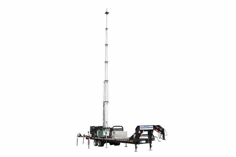 112' Hydraulic Megatower Mast - 33' Trailer - Red LED Strobe Light, Antenna Mount - Auto Retract