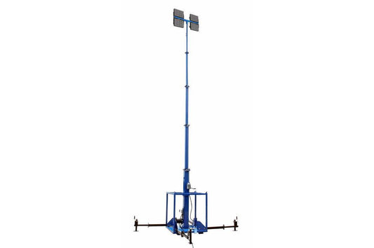 1920 Watt Manual Crank LED Light Plant - Skid Mount Five Stage Mast - Extends to 30' - Daisy Chain
