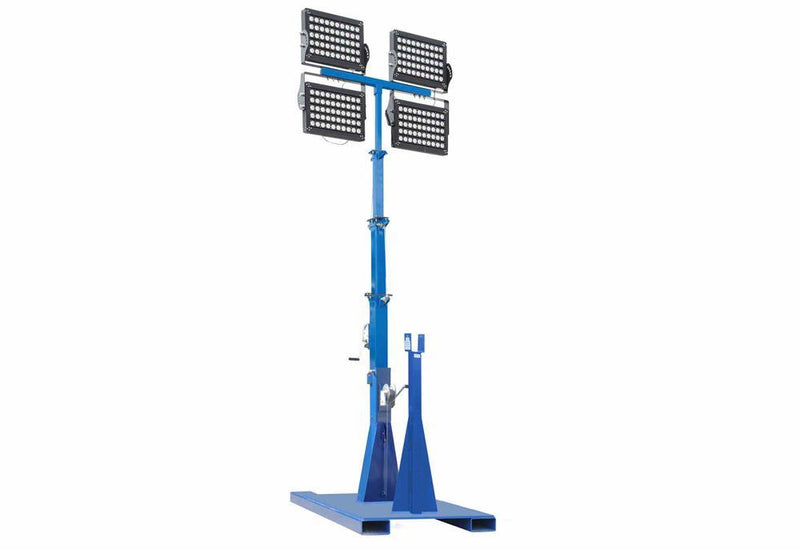 1000W LED Light Tower - 6.7' to 20' - Telescoping Fold Over - (4) LED Lamps w/ Diffusers - 50' Cord