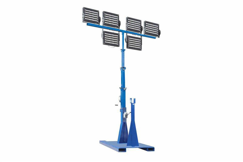 1500W LED Light Tower - 6.7' to 20' - Telescoping Fold Over - (6) LED Lamps w/ Diffusers