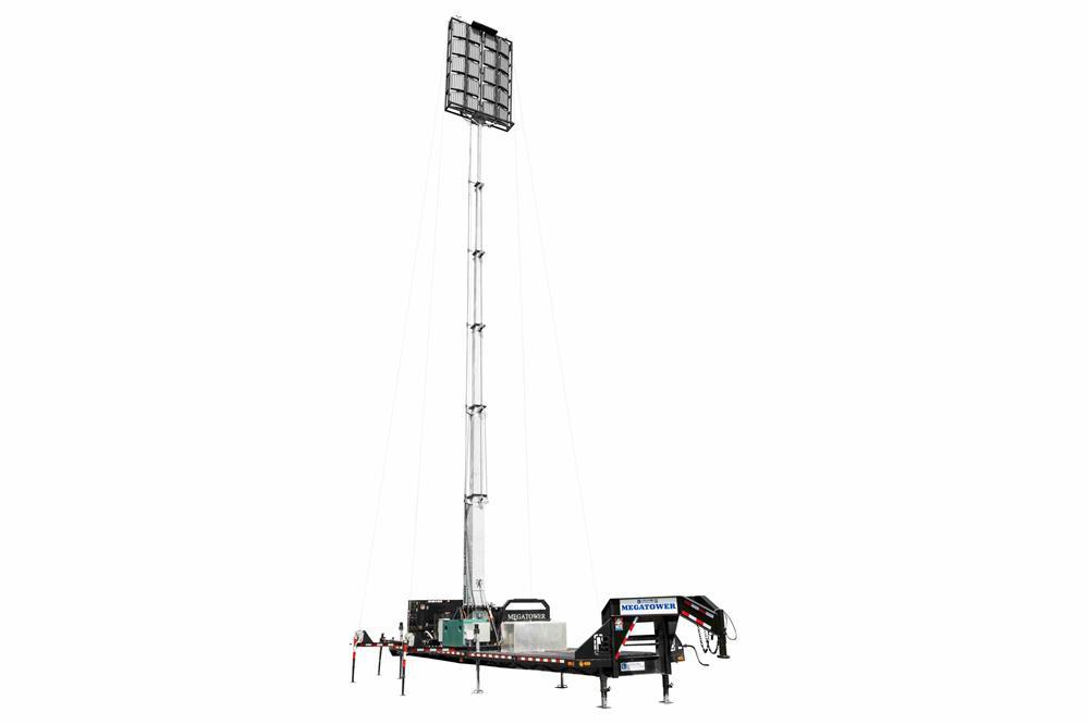 65' Self-contained MegatowerÃ¢â€žÂ¢ on Skid Mount - (20) 500W LEDs - Auto Retract/Sync'd Controls -Anchors