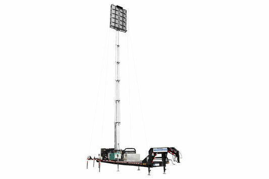 65' Self-contained MegatowerÃ¢â€žÂ¢ on Skid Mount - (20) 500W LEDs - Auto Retract/Sync'd Controls -Anchors