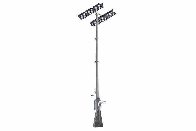 29' Stainless Steel LED Light Tower - 11.5' to 29' - (6) 500W LED Lamps - Remote Control Light Heads