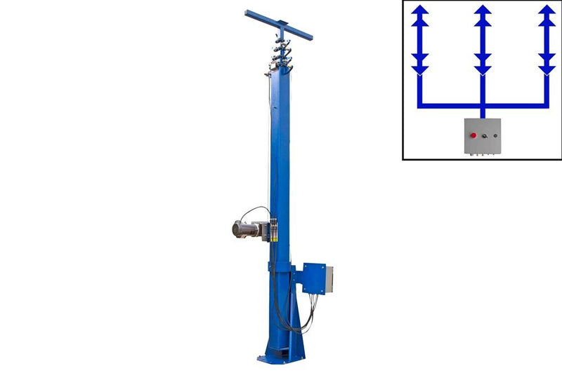 Syncing Telescoping Light Mast - 13.5-50' 5 Stage Fixed Mount Light Tower - 360Ã‚Â° Rotating Boom - (1) Electric Winch - 6" x 6" Top Mounting Plate