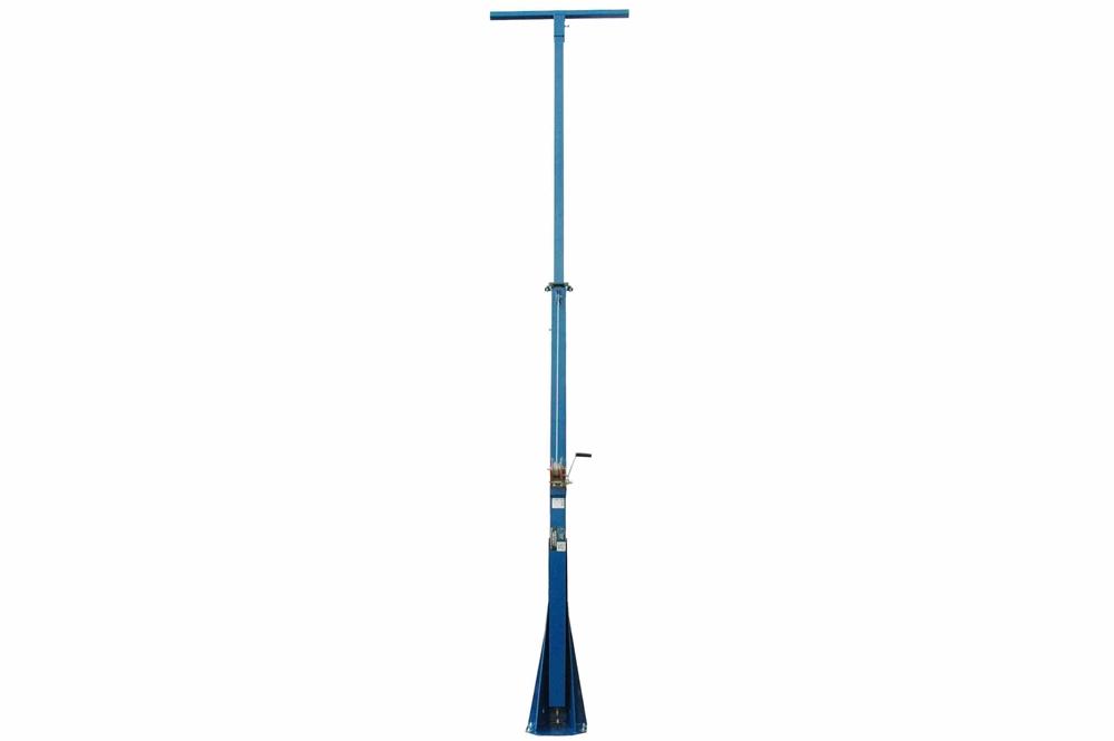 12 Foot Telescoping Mini Light Mast with Manual Crank - 7 to 12 Feet Fixed Tower - Rotating Base w/ 16 Index Points