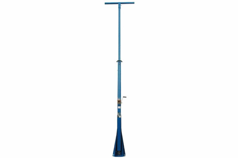 12 Foot Telescoping Mini Light Mast with Manual Crank - 7 to 12 Feet Fixed Tower - Rotating Base w/ 16 Index Points