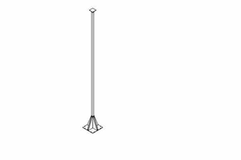 Single Stage Round Pole Light Tower - 20' Height - 36" x 36" Base Mounting Plate - Galvanized Steel