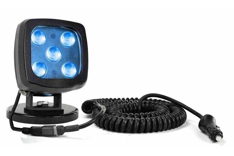 25W Blue LED Spotlight w/ Magnet Mount Base - 2250 Lumens - Extremely Durable - IP67 - 12-24V DC