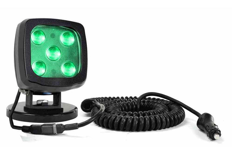 25W Green LED Spotlight w/ Magnet Mount Base - 2250 Lumens - Extremely Durable - IP67 - 12-24V DC