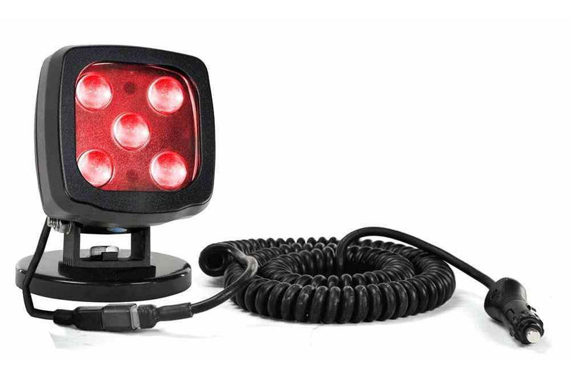 25W Red LED Spotlight w/ Magnet Mount Base - 2250 Lumens - Extremely Durable - IP67 - 12-24V DC